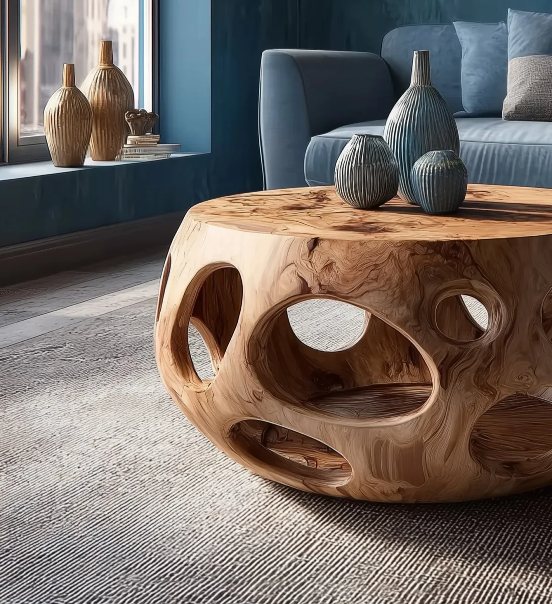Handmade Live Edge Round Coffee Table – Solid Wood Rustic Farmhouse Accent for Living Room - Image 2