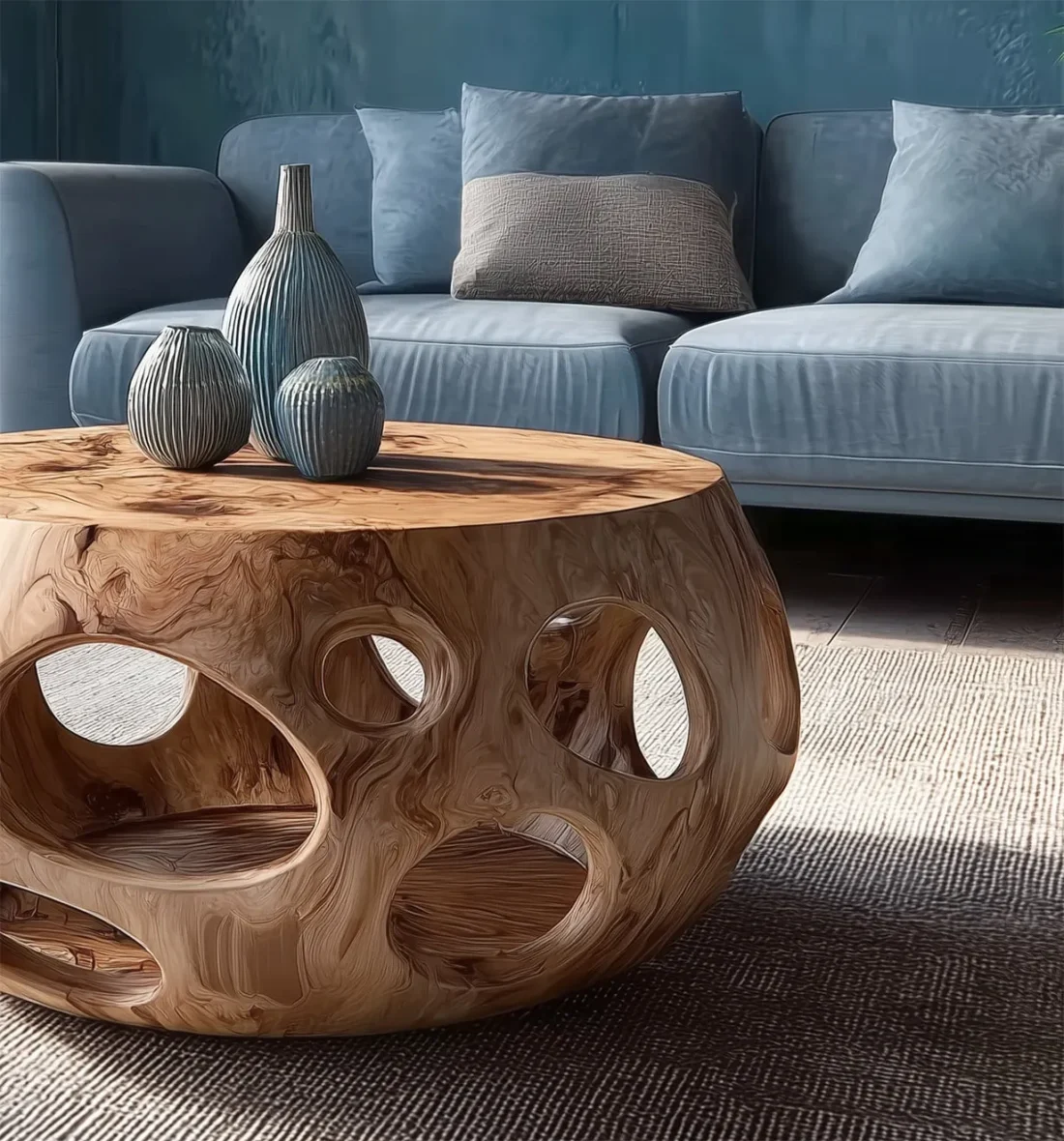 Handmade Live Edge Round Coffee Table – Solid Wood Rustic Farmhouse Accent for Living Room - Image 3