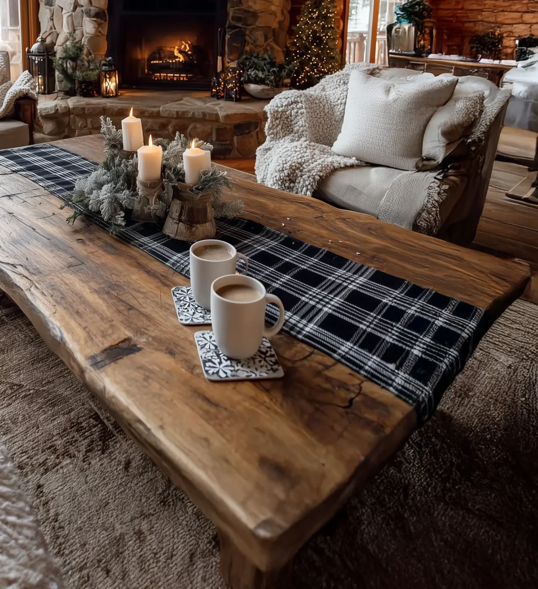 Rustic Live Edge Coffee Table – Handmade Solid Wood Mid Century Modern Accent - Image 3