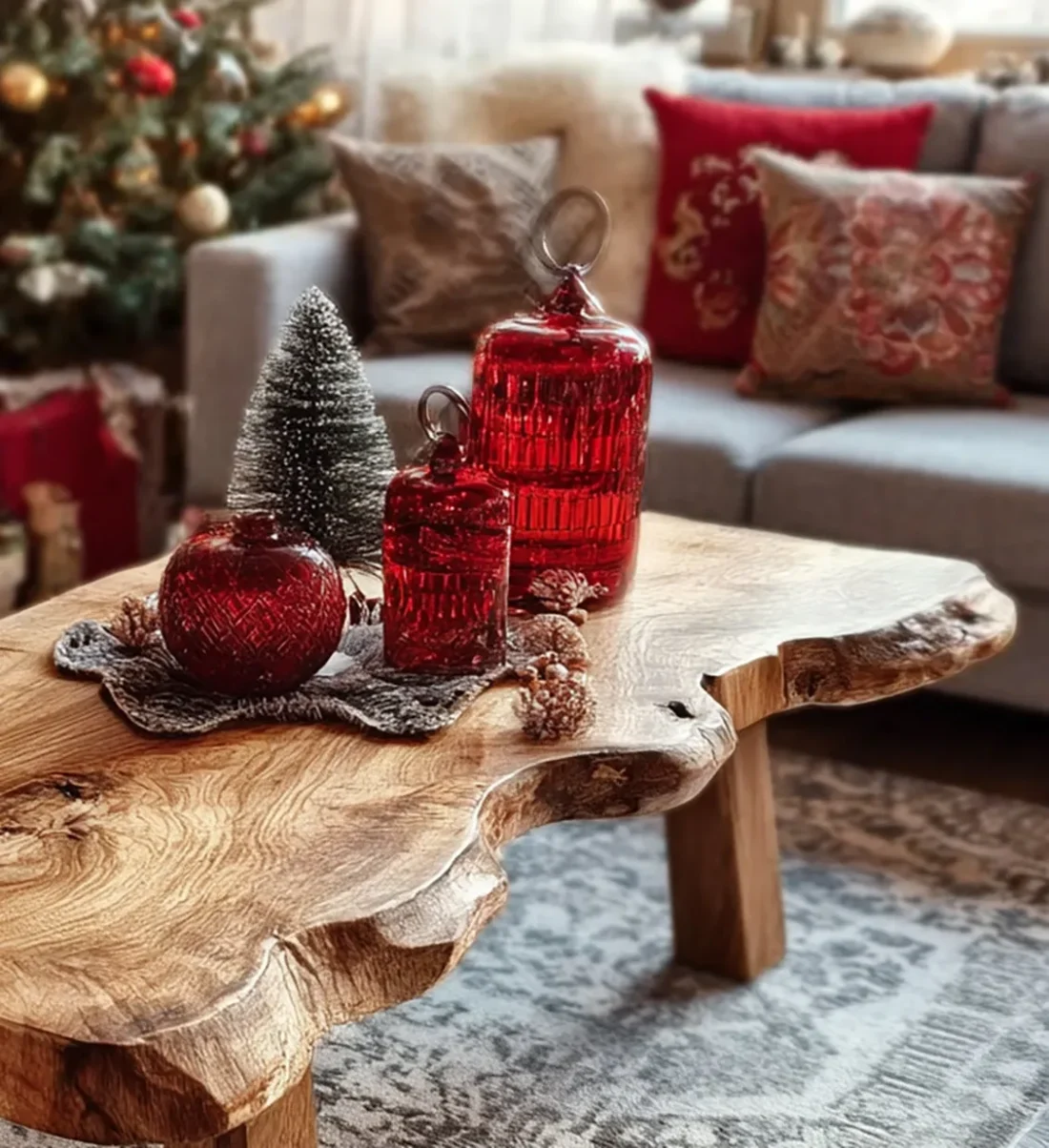 Live Edge Wooden Coffee Table – Rustic Handcrafted Solid Wood Mid Century Accent - Image 4