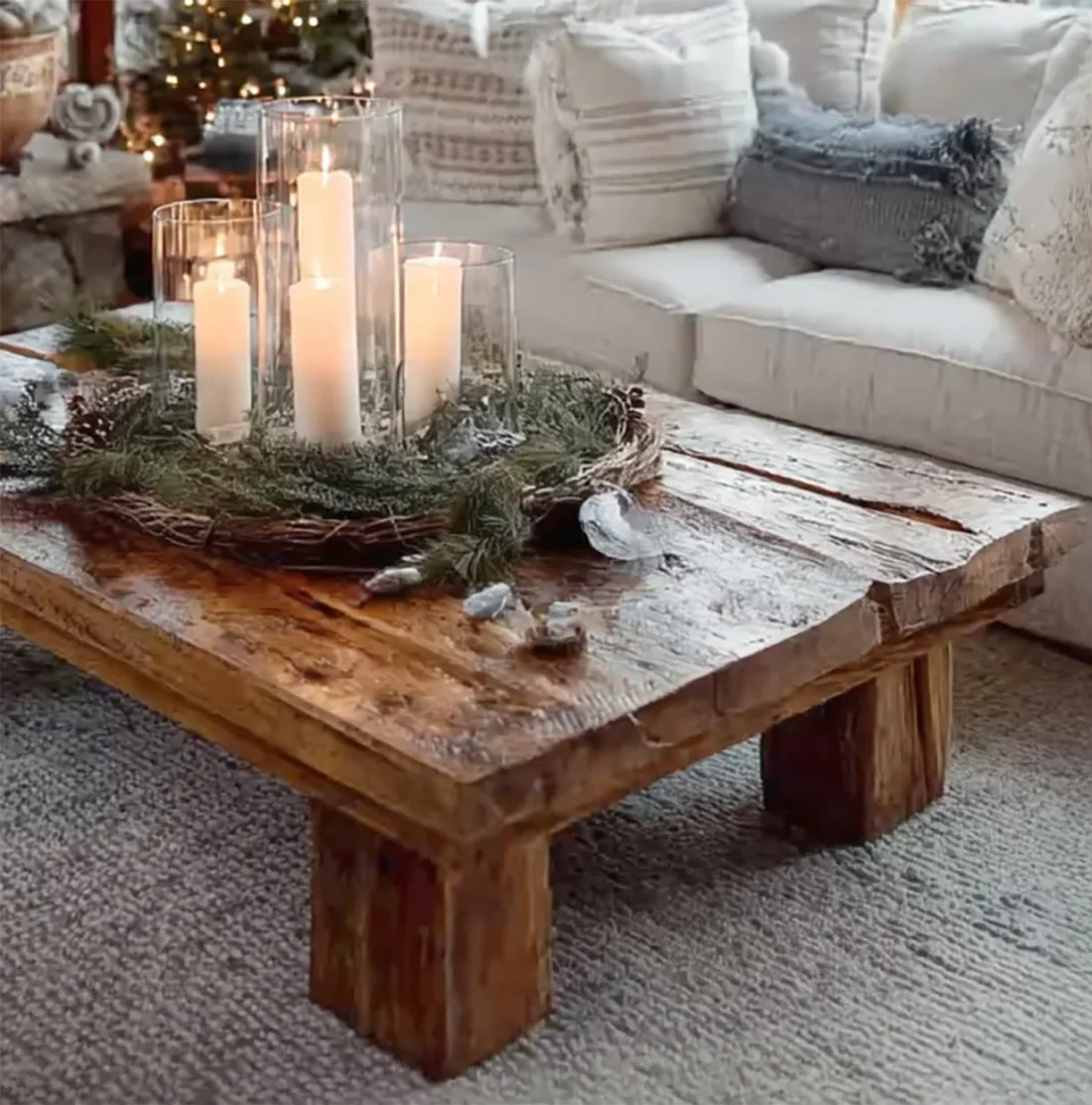 Handmade Live Edge Wooden Coffee Table – Rustic Home Furniture, Mid Century Rustic Coffee Table - Image 4