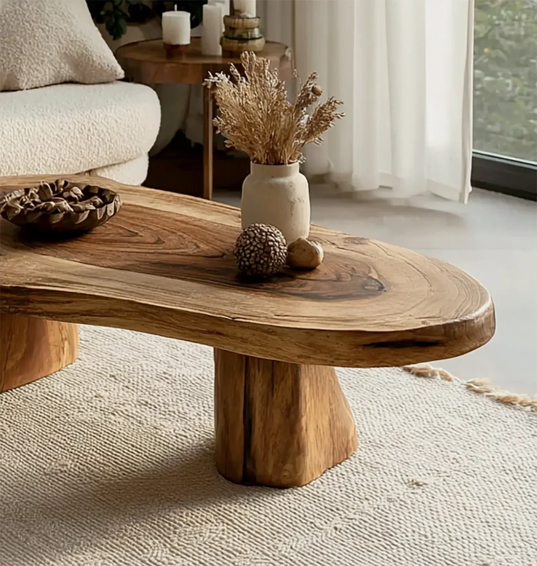 Handcrafted Live Edge Solid Wood Coffee Table – Modern Sculptural Centerpiece - Image 2