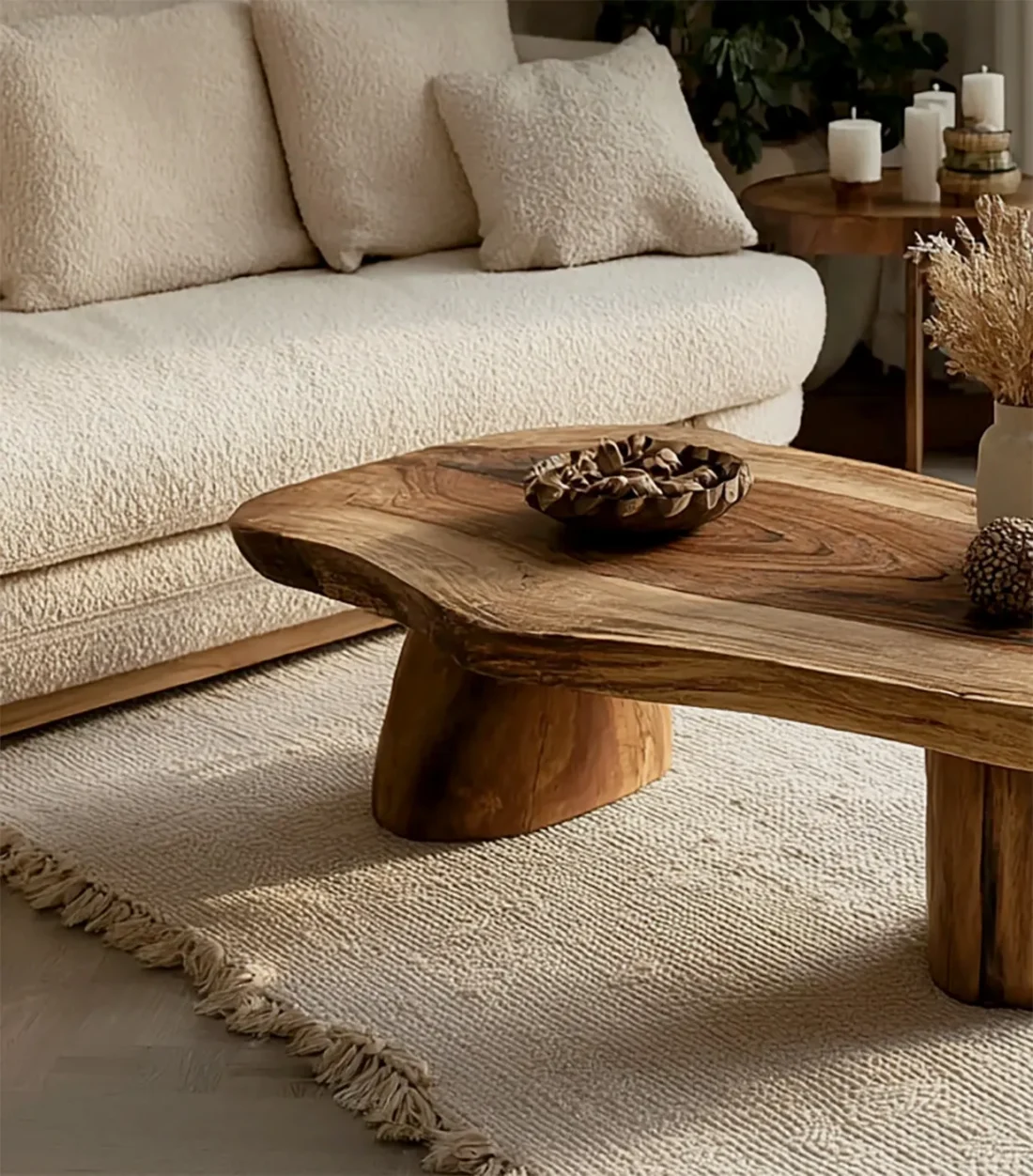 Handcrafted Live Edge Solid Wood Coffee Table – Modern Sculptural Centerpiece - Image 4