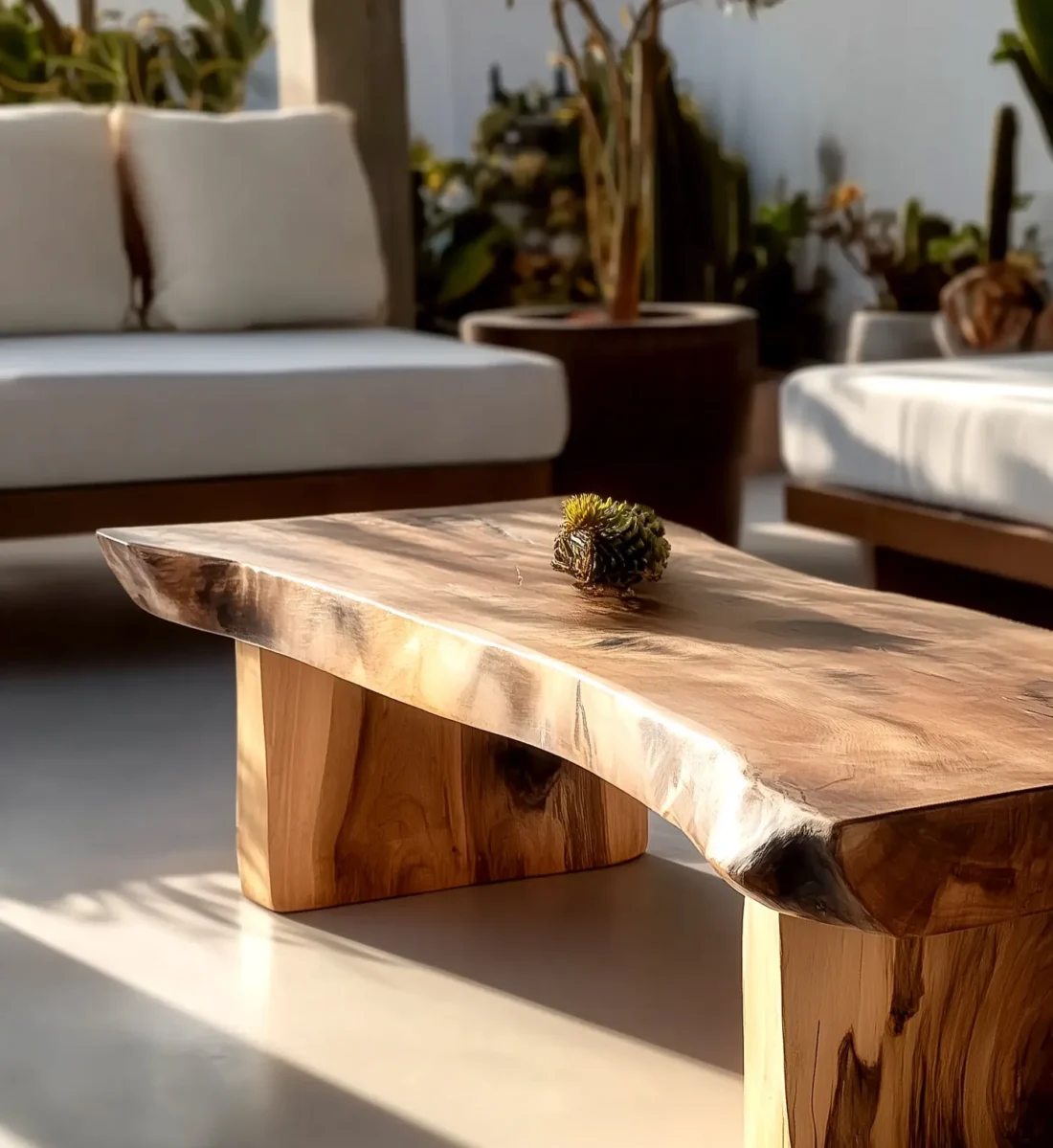Rustic Handmade Solid Wood Sleeper Coffee Table - Image 2