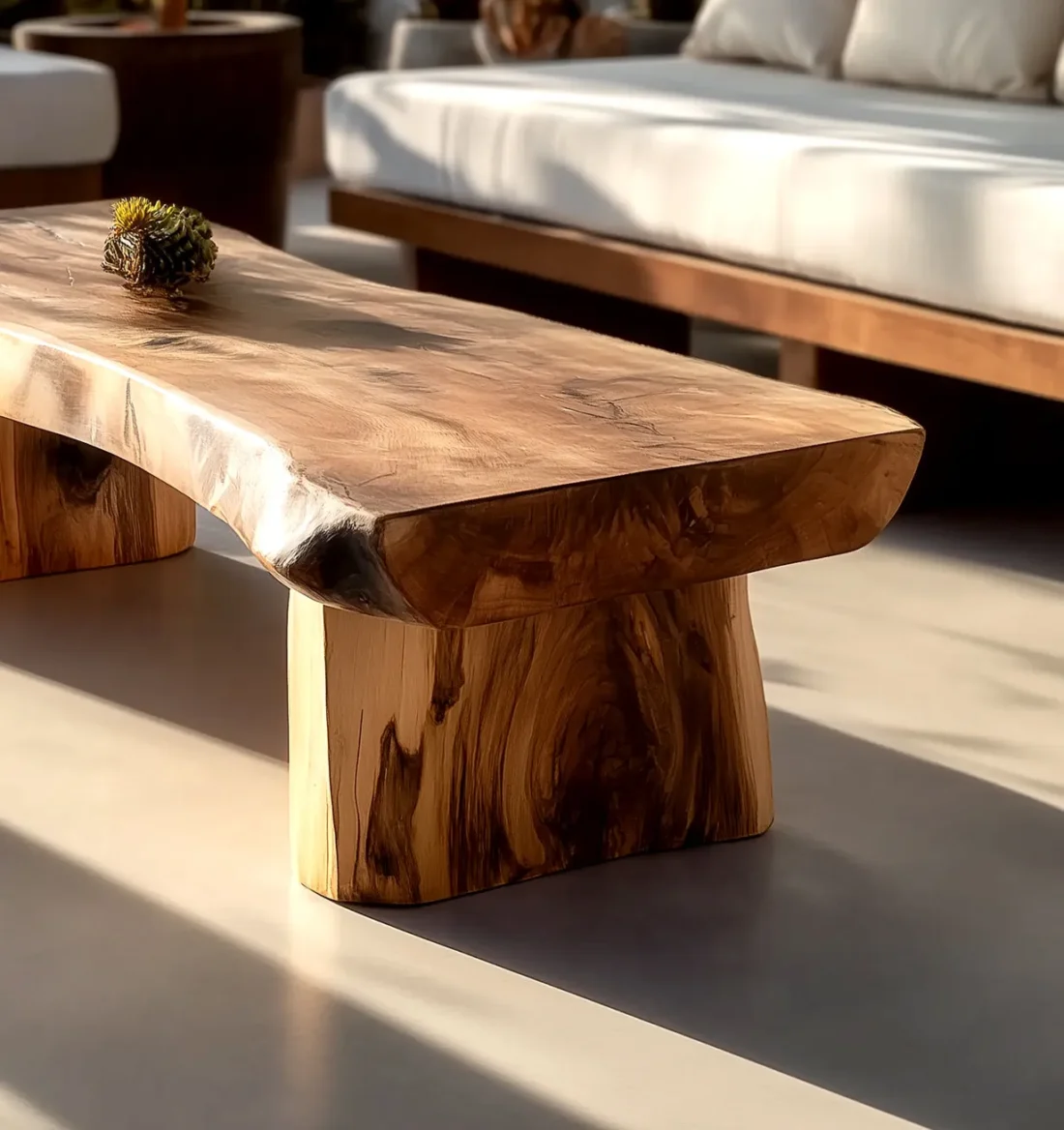 Rustic Handmade Solid Wood Sleeper Coffee Table - Image 3