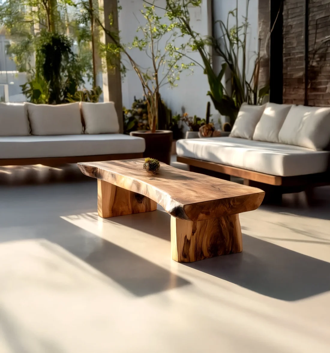 Rustic Handmade Solid Wood Sleeper Coffee Table - Image 4