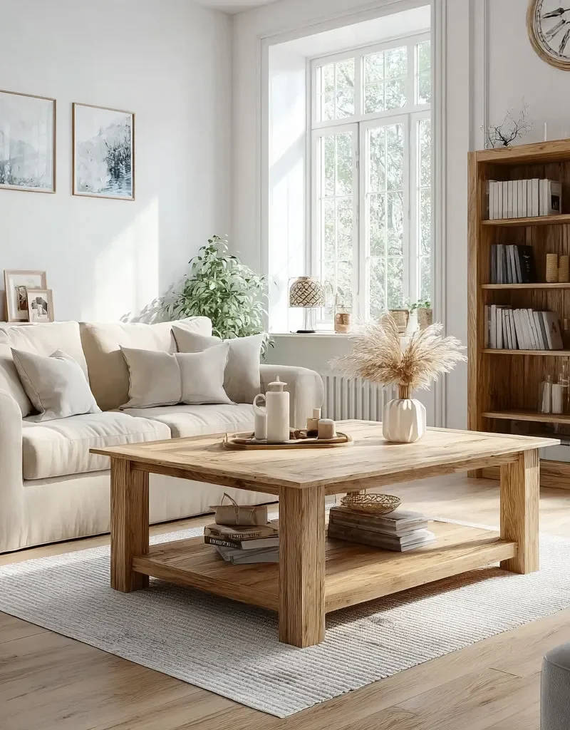 Rustic Low Coffee Table – Live Edge Reclaimed Wood Farmhouse Furniture