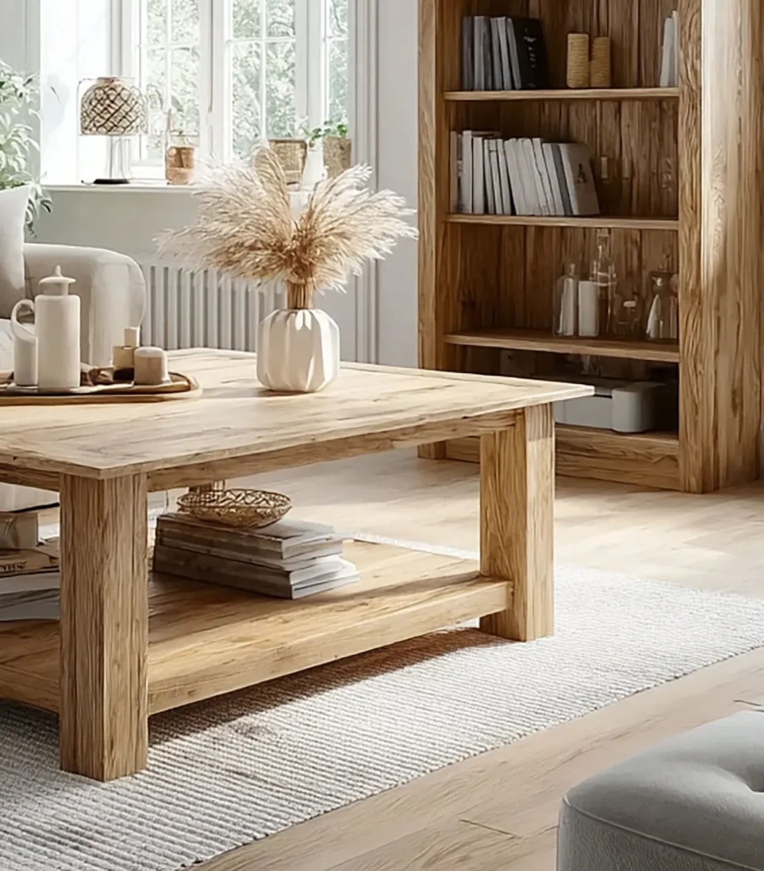 Rustic Low Coffee Table – Live Edge Reclaimed Wood Farmhouse Furniture - Image 2