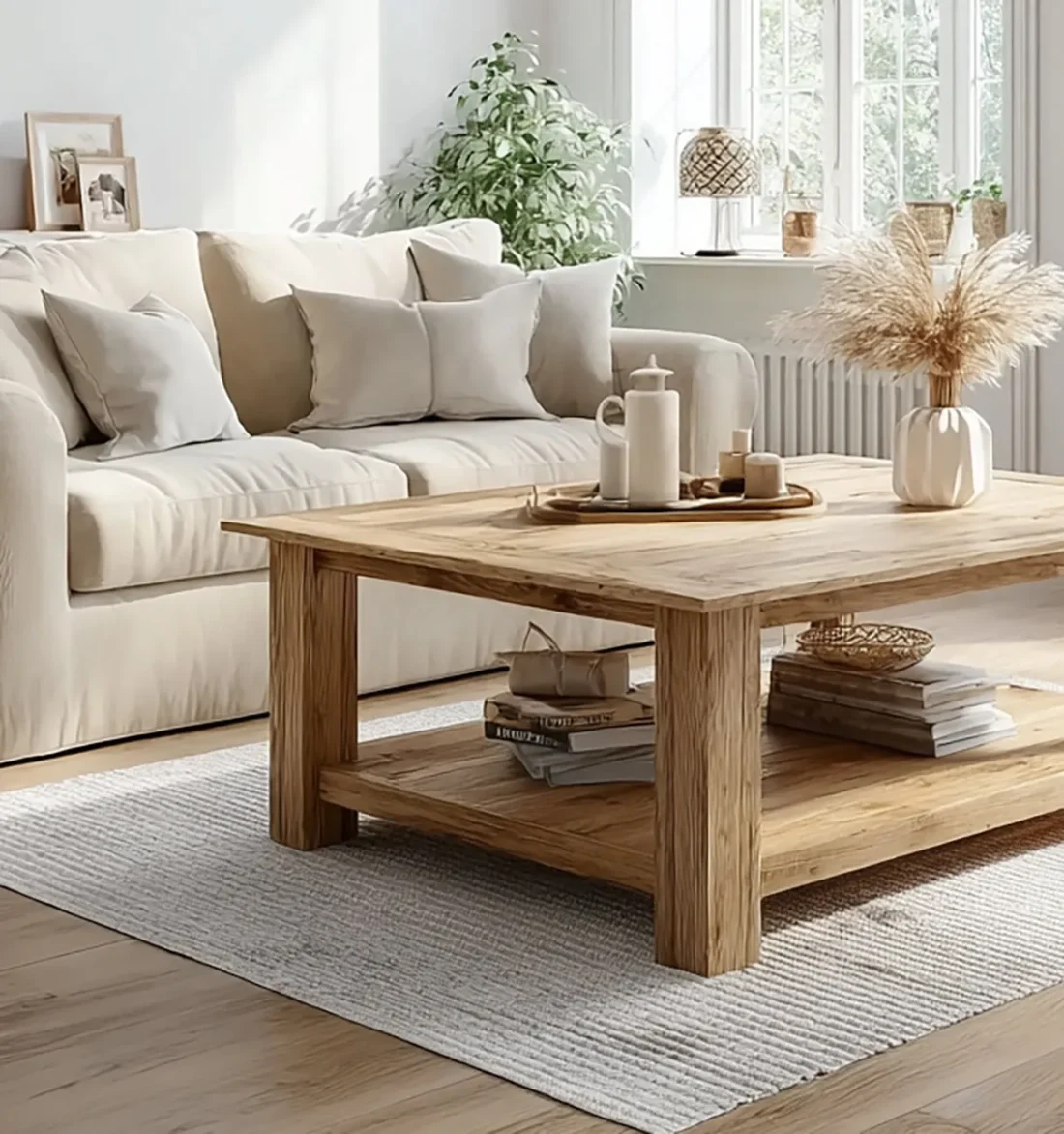 Rustic Low Coffee Table – Live Edge Reclaimed Wood Farmhouse Furniture - Image 3