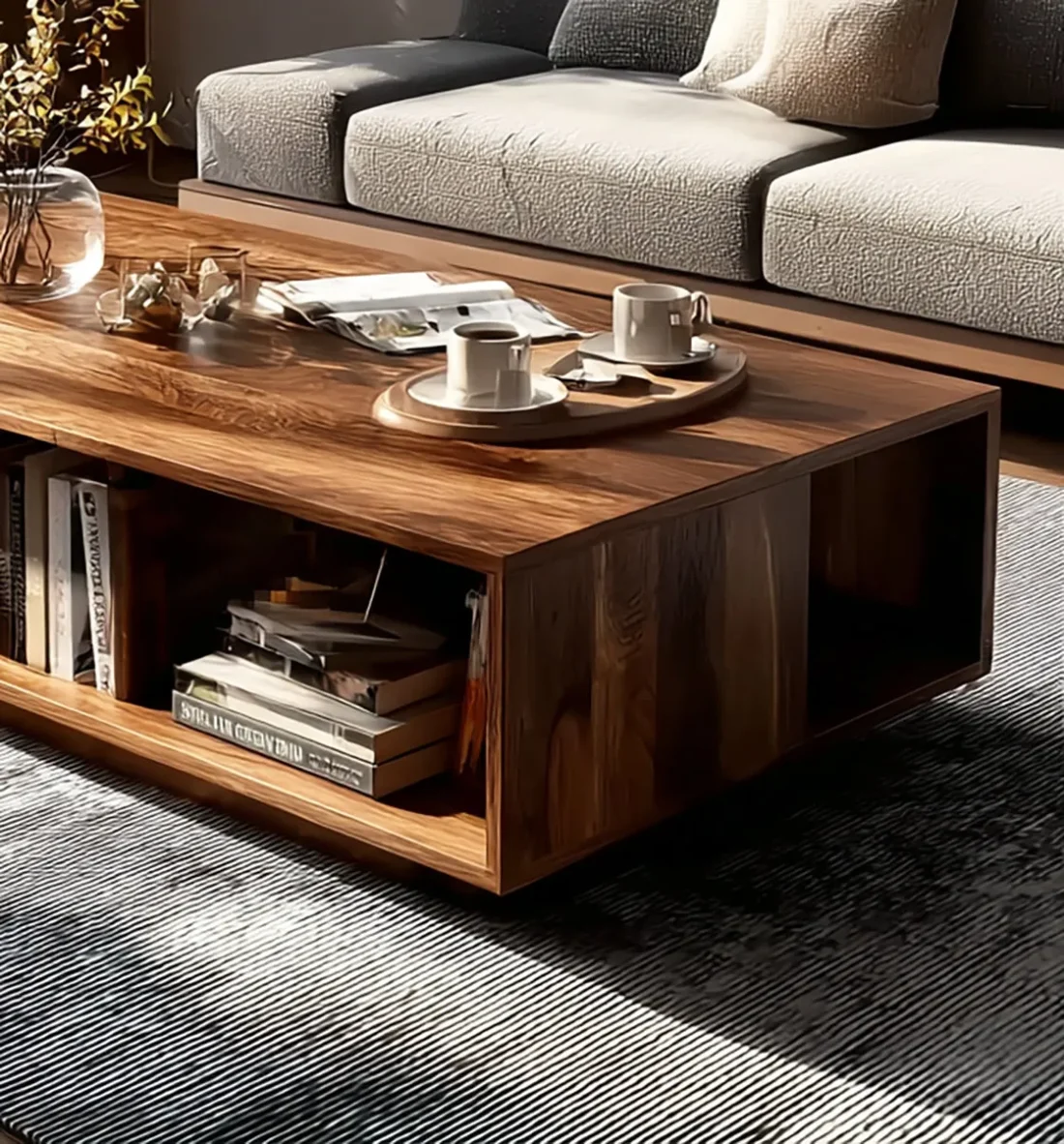 Handmade Boho Wood Coffee Table: Solid Wood Modern Design - Image 2