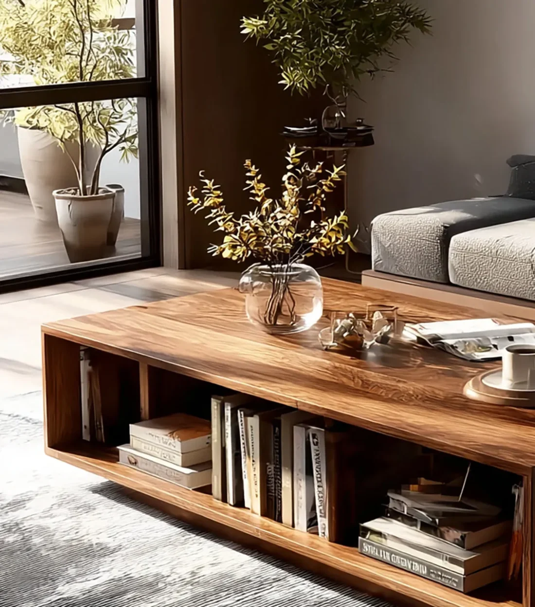 Handmade Boho Wood Coffee Table: Solid Wood Modern Design - Image 3