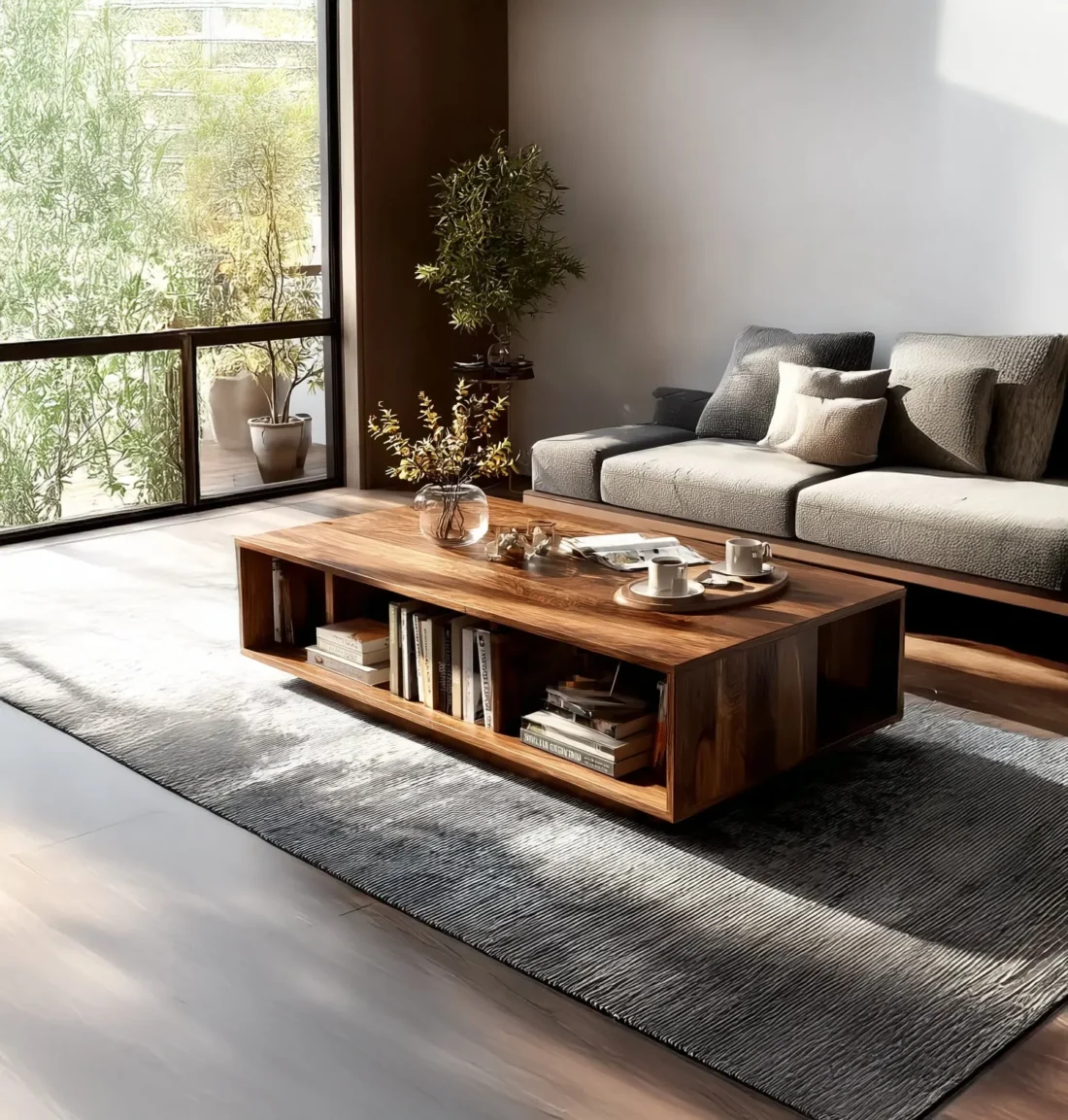 Handmade Boho Wood Coffee Table: Solid Wood Modern Design - Image 4